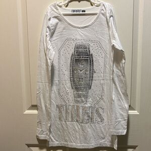 POL White Cotton Long Sleeve Top